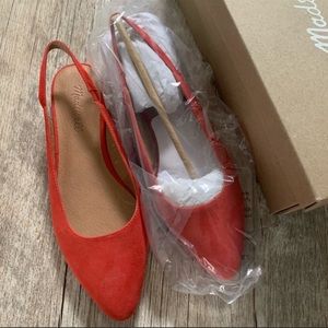 Madewell coral suede sling back shoes
